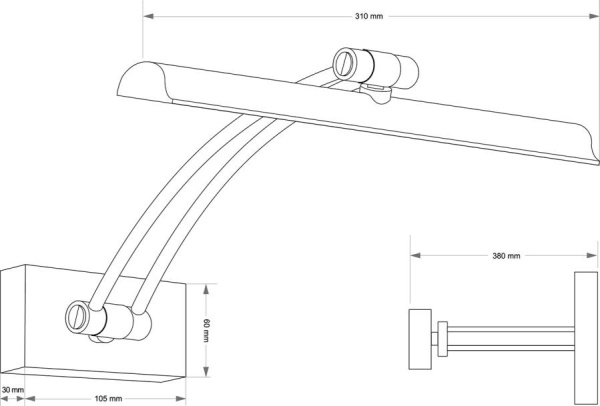 Подсветка для картин и зеркал KUTEK ELVE ELV-PODS-1(ZM)380-DL