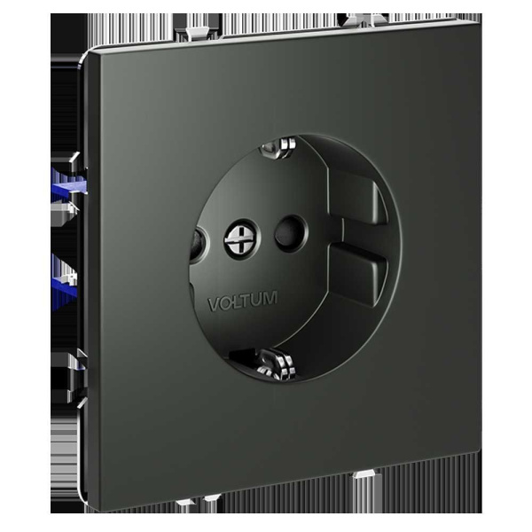 Розетка встраиваемая Voltum S70 с заземлением и защитными шторками, 16А, (титан) VLS040206