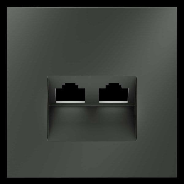 Накладка для розетки компьютерной двойной RJ45+RJ45 кат.6, S70 (титан) Voltum VLS001406