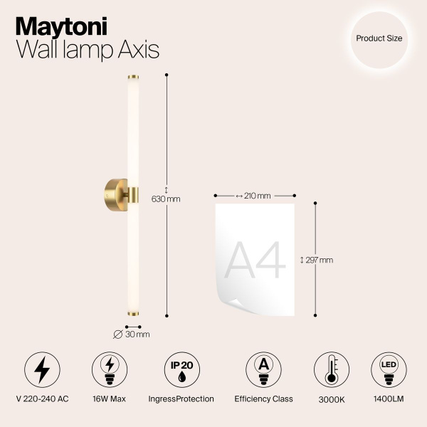 Подсветка для зеркал Maytoni Axis MOD106WL-L16G3K