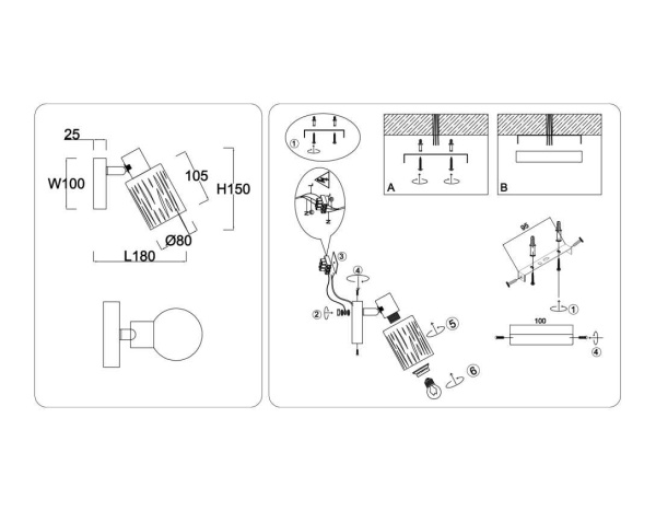 Настенно-потолочный спот Ambrella light TRADITIONAL TR8663