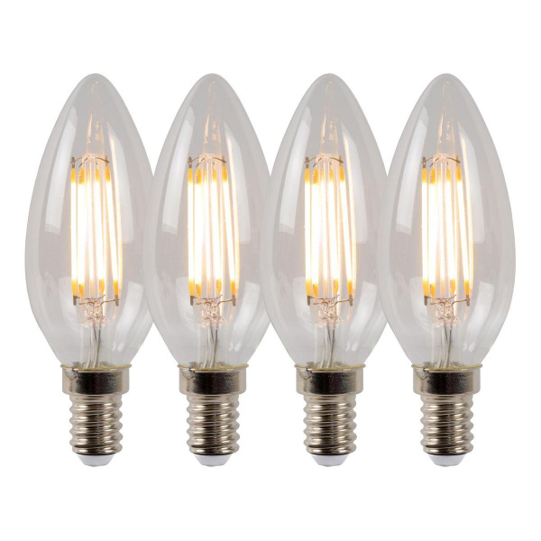 Лампа светодиодная диммируемая Lucide E14 4W 2700K прозрачная 49023/14/60