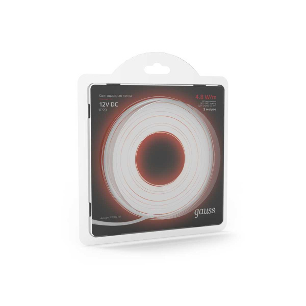 Светодиодная лента Gauss 4,8W/m 60LED/m 2835SMD красный 5M 312000705