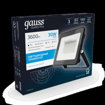 Прожектор светодиодный Gauss Qplus 30W 6500К 613511330