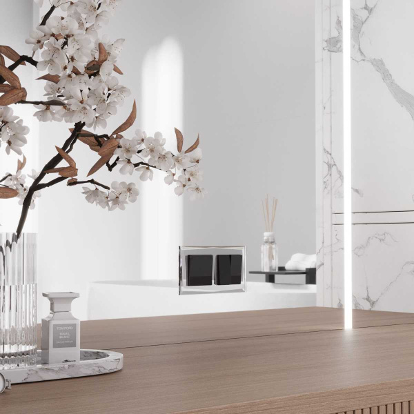 Выключатель двухклавишный перекрестный Werkel черный акрил W1123048 4690389197680