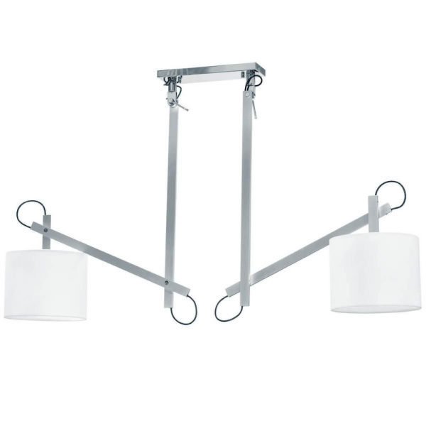 766029 (MD2344-2S)  Люстра MECCANO (2 КОР!) 2x60W E27 ХРОМ/БЕЛЫЙ ткань (в комплекте), шт