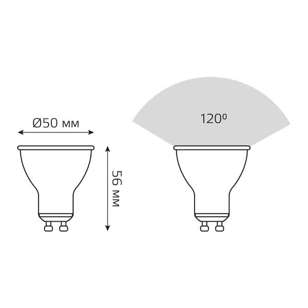 Лампа светодиодная Gauss GU10 5.5W 4100K матовая 13626