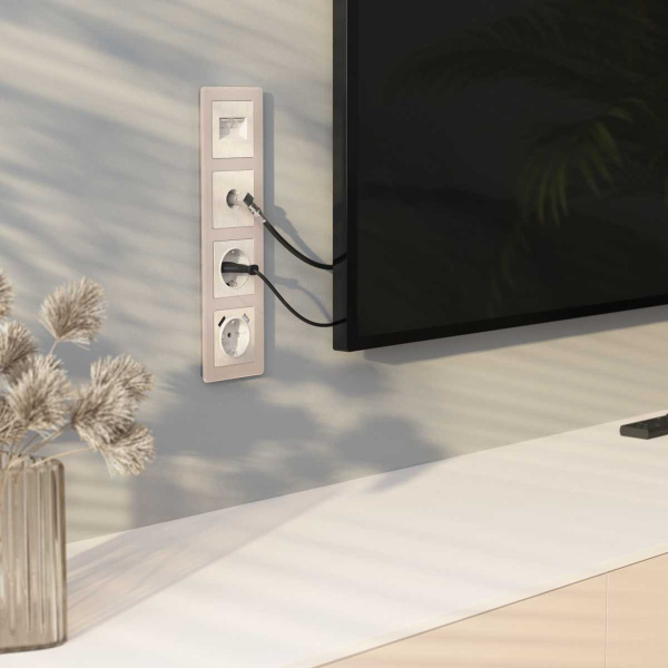 Накладка Werkel для двойной розетки Еthernet RJ-45 перламутровый рифленый W1191113 4690389161124