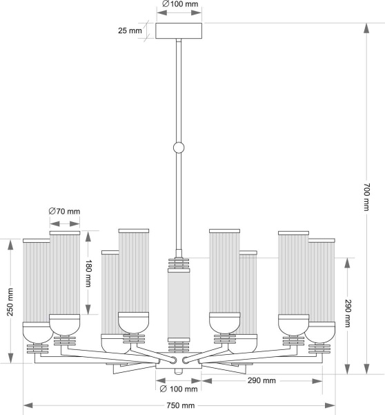 Подвесной светильник KUTEK IZANO IZA-ZW-8(ZM/5)T