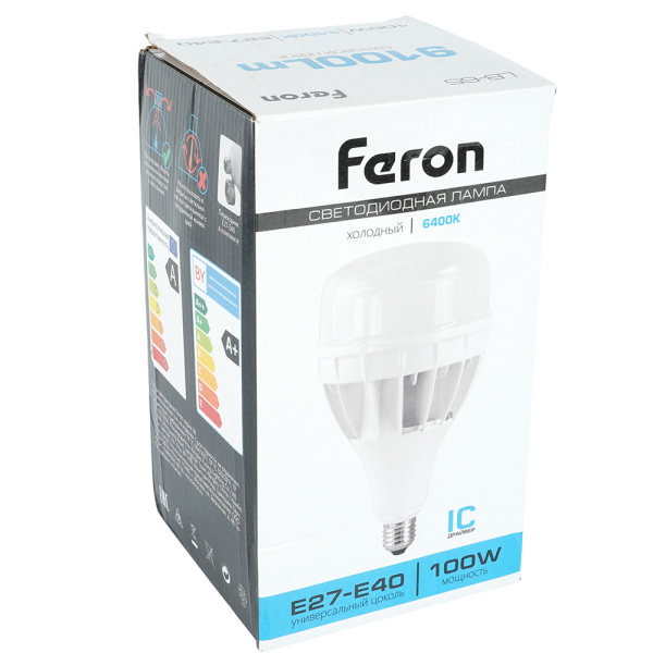 Лампа светодиодная Feron E27-E40 100W 4000K матовая LB-65 38219
