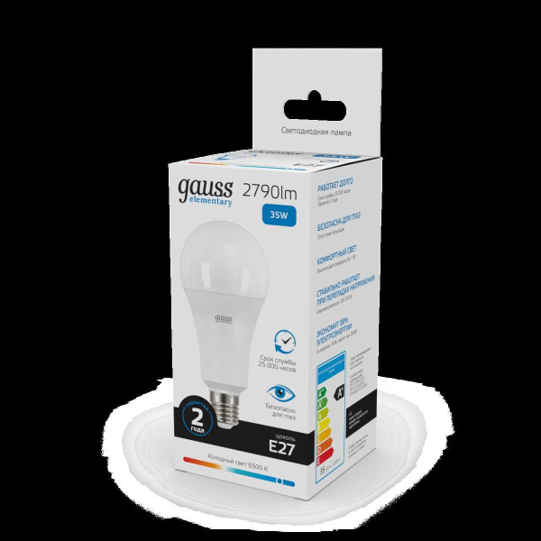 Лампа светодиодная Gauss E27 35W 6500K матовая 70235