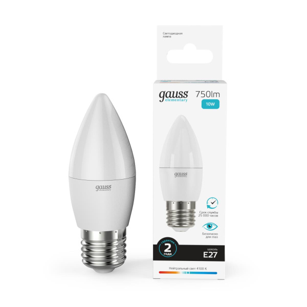Лампа светодиодная Gauss E27 10W 4100K матовая 30220