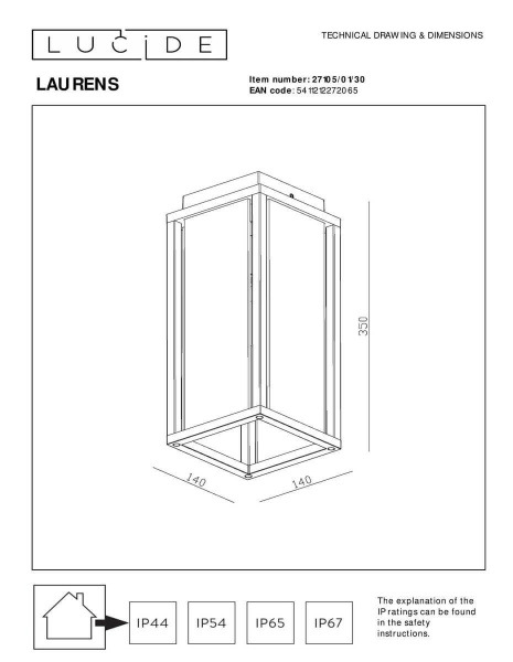 Уличный светильник Lucide Laurens 27105/01/30