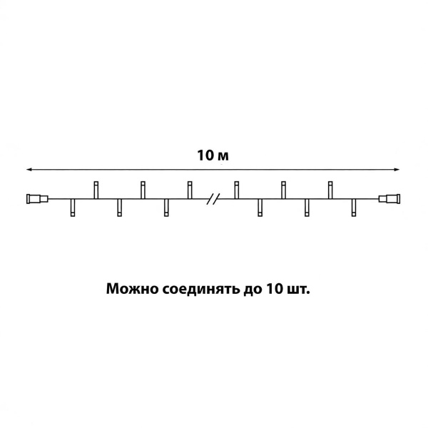 Светодиодная гирлянда Uniel без вилки белый ULD-F90PRO S10M-100/TBK WH UL-00013213