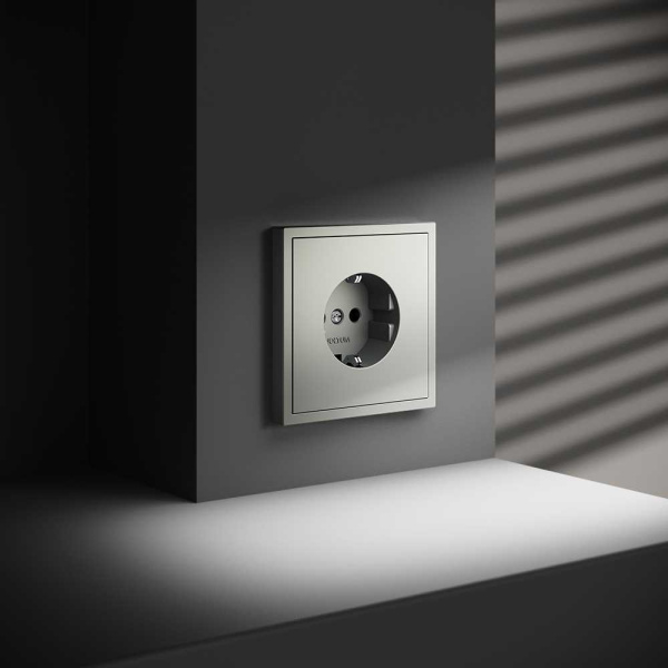 Розетка встраиваемая Voltum S70 с заземлением 16А, (сталь) VLS040105