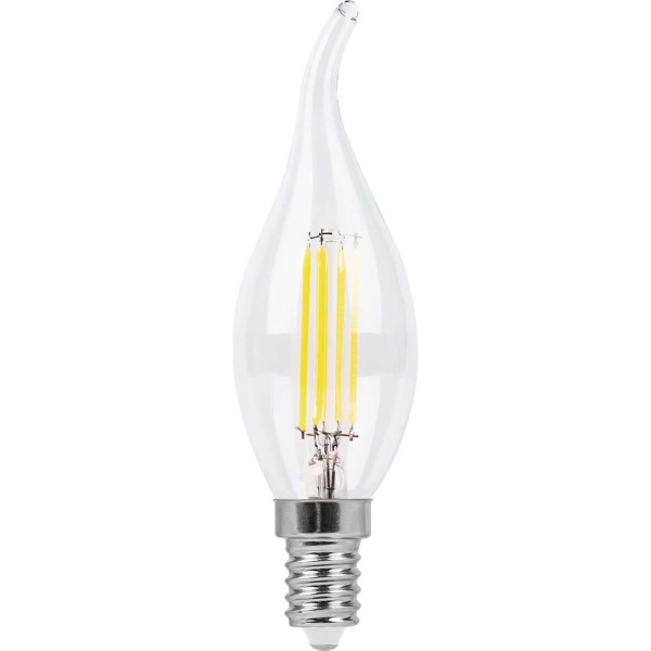 Лампа светодиодная филаментная Feron E14 7W 2700K Свеча Прозрачная LB-66 25726