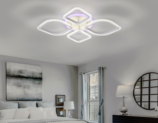 FA5147 Потолочный светодиодный светильник с пультом FA5147 WH белый 77W 680*630*90 (ПДУ РАДИО 2.4)