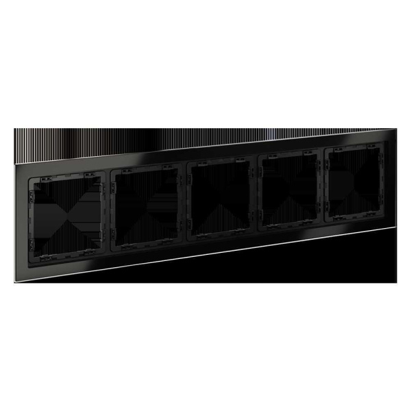 Рамка стеклянная Voltum S70 на 5 постов, (черный,стекло) VLS110508