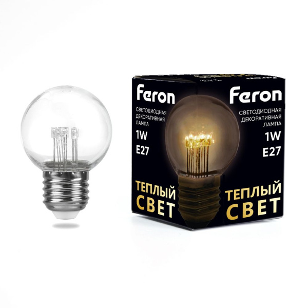 Лампа светодиодная Feron E27 1W 2700K прозрачная LB-378 41918