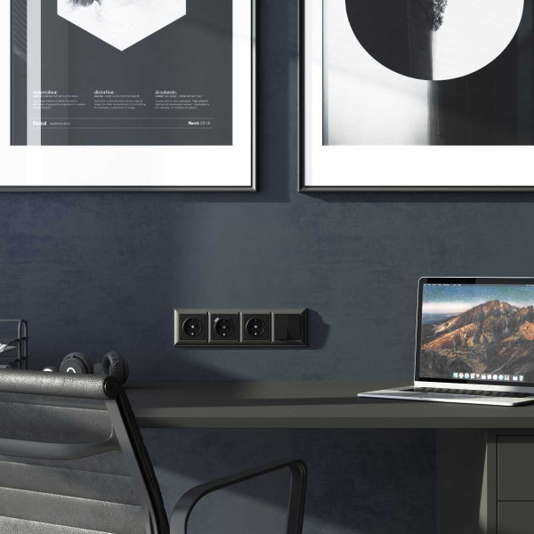 Розетка Werkel с быстрой зарядкой USB Type A+С черный W1171708 4690389176449