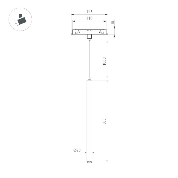 Трековый светильник Arlight MAG-ORIENT-SPOT-HANG-L500-R20-3W Warm3000 046897