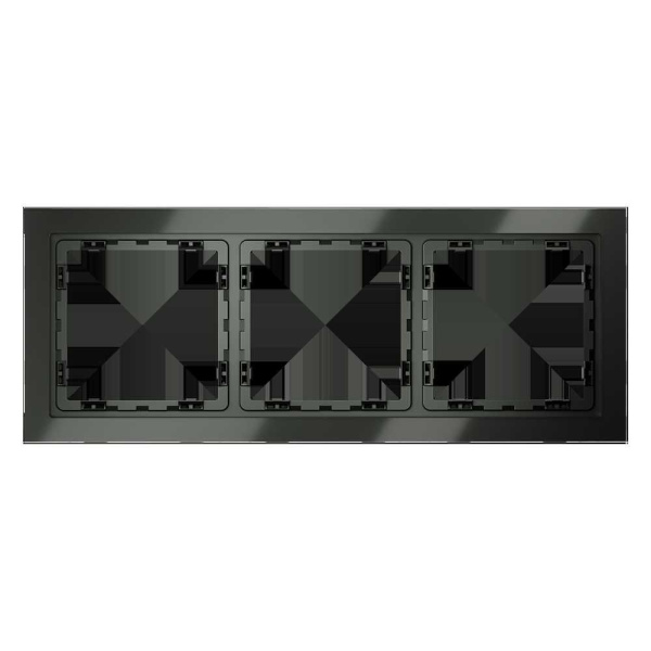 Рамка стеклянная Voltum S70 на 3 поста, (титан, стекло) VLS110306