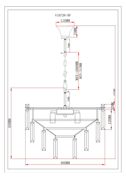 Подвесная люстра Moderli Crystal V10738-9P