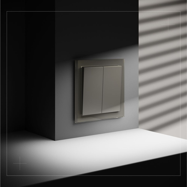 Выключатель встраиваемый Voltum S70 двухклавишный 10А, (шелк) VLS020104