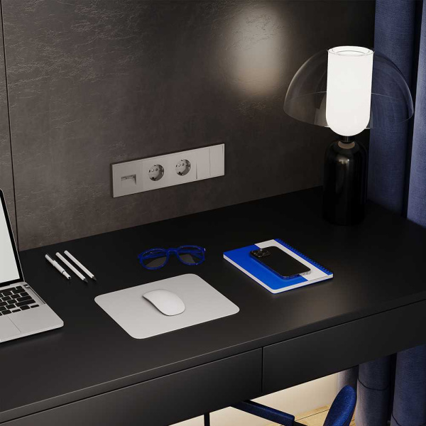 Розетка встраиваемая Voltum S70 с заземлением и защитными шторками, 16А, (кашемир) VLS040203