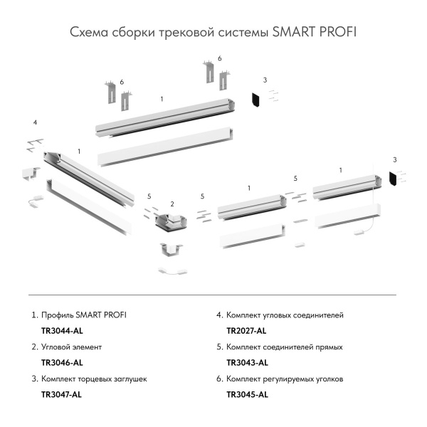 Комплект торцевых заглушек для профиля Denkirs Smart Profi TR3047-AL
