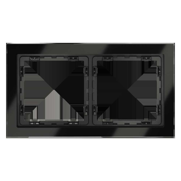 Рамка стеклянная Voltum S70 на 2 поста, (черный,стекло) VLS110208