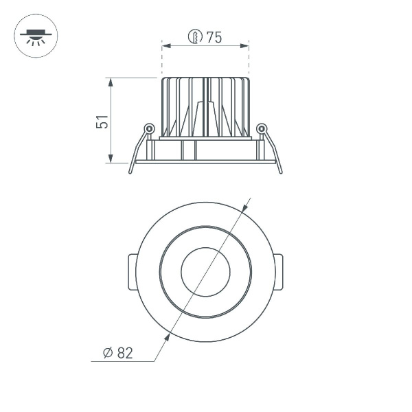 Светильник MS-FORECAST-BUILT-TURN-R82-8W Day4000 (WH-WH, 32 deg, 230V) Arlight 037186(1)