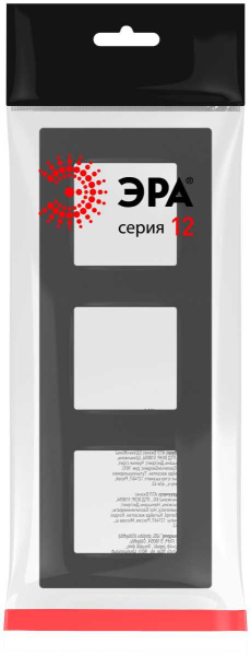 Рамка для розеток и выключателей ЭРА Серия 12 12-5203-05 на 3 поста, Классик, антрацит Б0067775