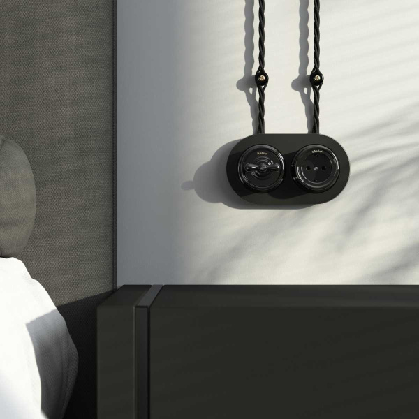 Переключатель-выключатель Werkel одноклавишный Retro черный W5612008 4690389166716