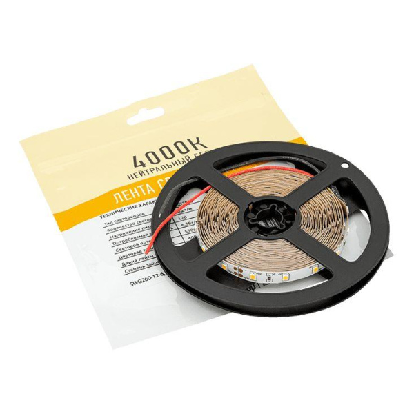 Светодиодная лента SWG 6,3W/m  60Led/m 2835SMD дневной белый 5M SWG260-12-6.3-NW-М 009459