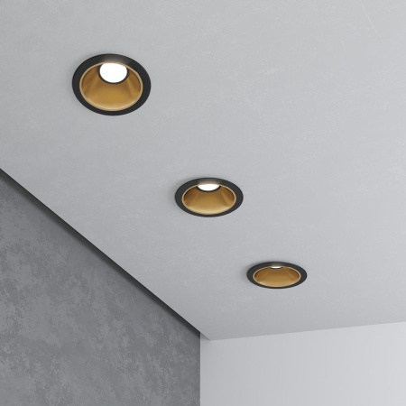 Встраиваемый светильник Elektrostandard Osti 25081/LED 8W 4200K чёрный/золото a062939