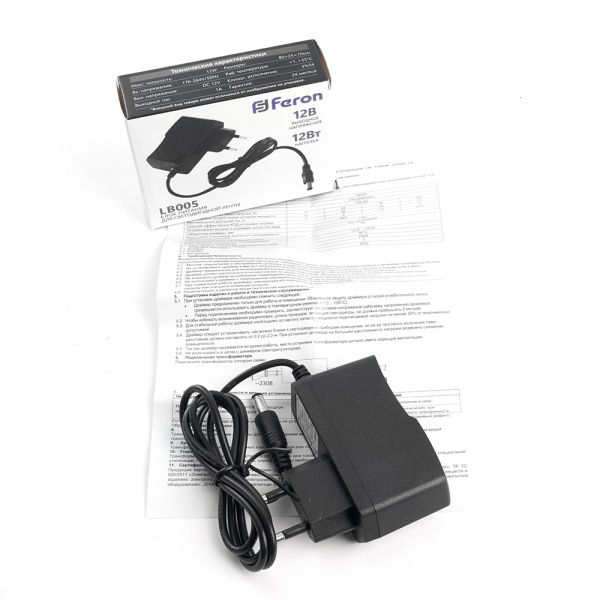 Блок питания для светодиодной ленты Feron LB005 12V 12W IP20 1A 48050
