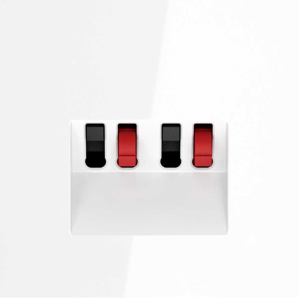 Розетка акустическая встраиваемая Voltum S70 4-местная, (белый глянцевый) VLS060301