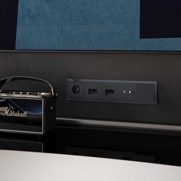 Рамка стеклянная Voltum S70 на 5 постов, (графит, стекло) VLS110507