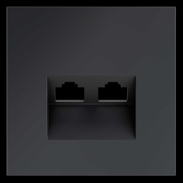 Накладка для розетки компьютерной двойной RJ45+RJ45 кат.6, S70 (графит) Voltum VLS001407