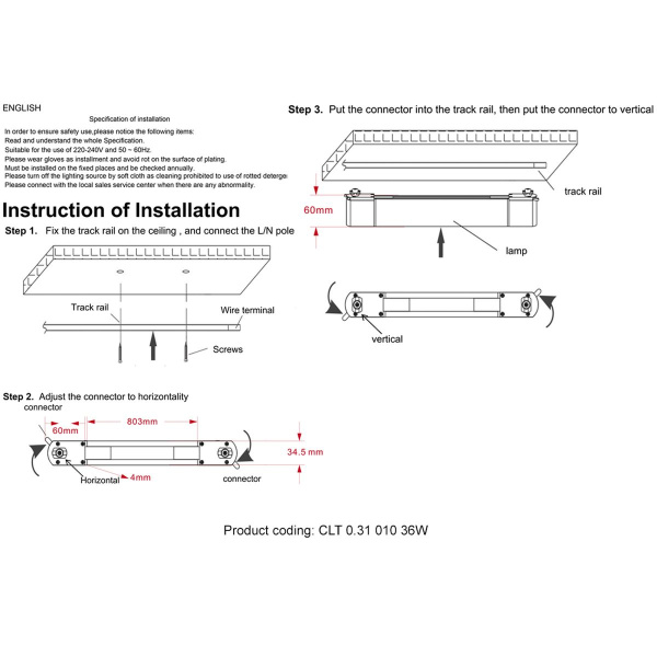 Трековый светодиодный светильник Crystal Lux CLT 0.31 010 36W BL T4000K