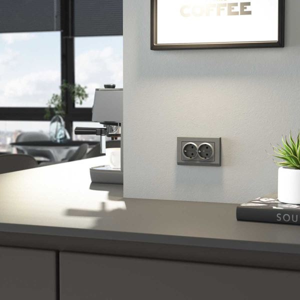 Рамка Werkel Stark для двойной розетки графит W0081864 4690389194542