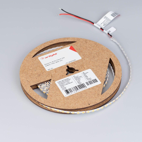 Светодиодная лента Arlight 6W/m 140Led/m 2835SMD холодный белый 5M UL-A140-3.5mm 24V White6000 045966