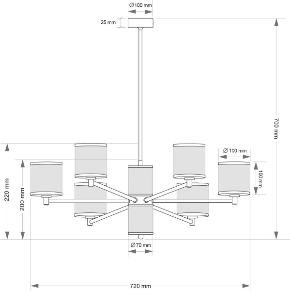 Подвесной светильник KUTEK COMO COM-ZW-6(BN/3)T