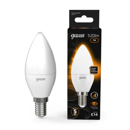 Лампа светодиодная Gauss E14 6.5W 3000К матовая 103101107