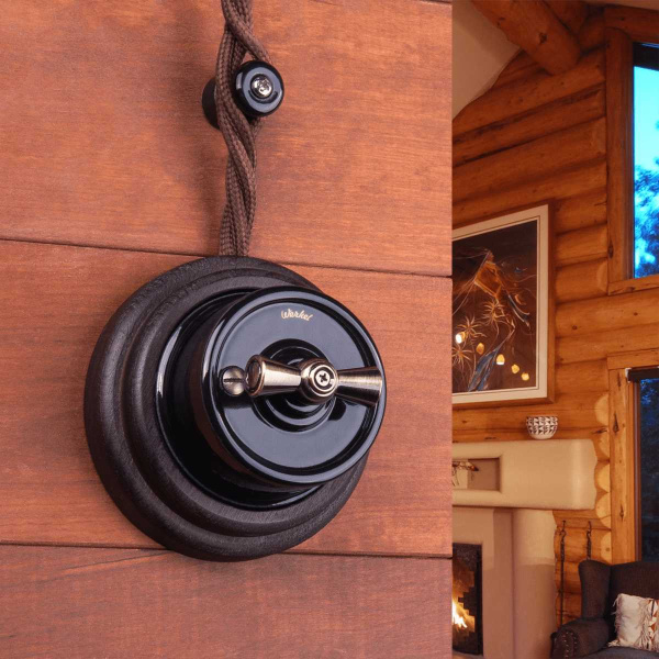 Переключатель-выключатель Werkel одноклавишный Retro черный W5612008 4690389166716