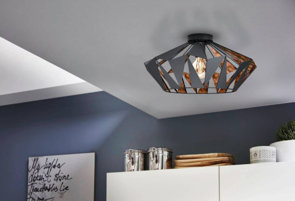 43399 Потол. светильник CARLTON 6, 1х60W(E27), Ø470, H235, cталь, черный, медь