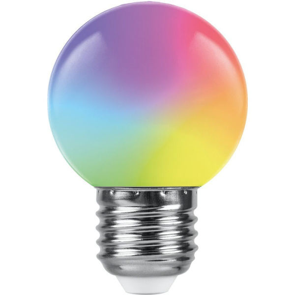 Лампа светодиодная Feron E27 1W RGB матовая LB-37 38116
