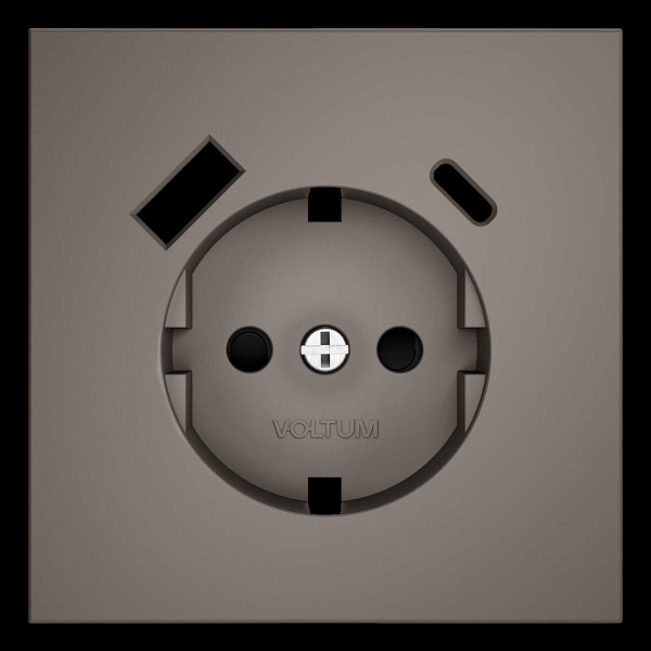 Накладка для розетки с заземлением и защитными шторками, с USB A+C, S70 (капучино) Voltum VLS001014