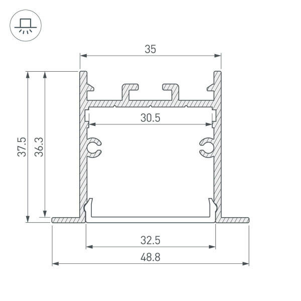 Профиль Arlight SL-LINIA49S-F-2000 ANOD BLACK 039389